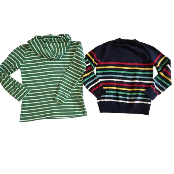 Primary Green and Navy Striped Kids Hoodie and Sweater - Picture 2 of 4